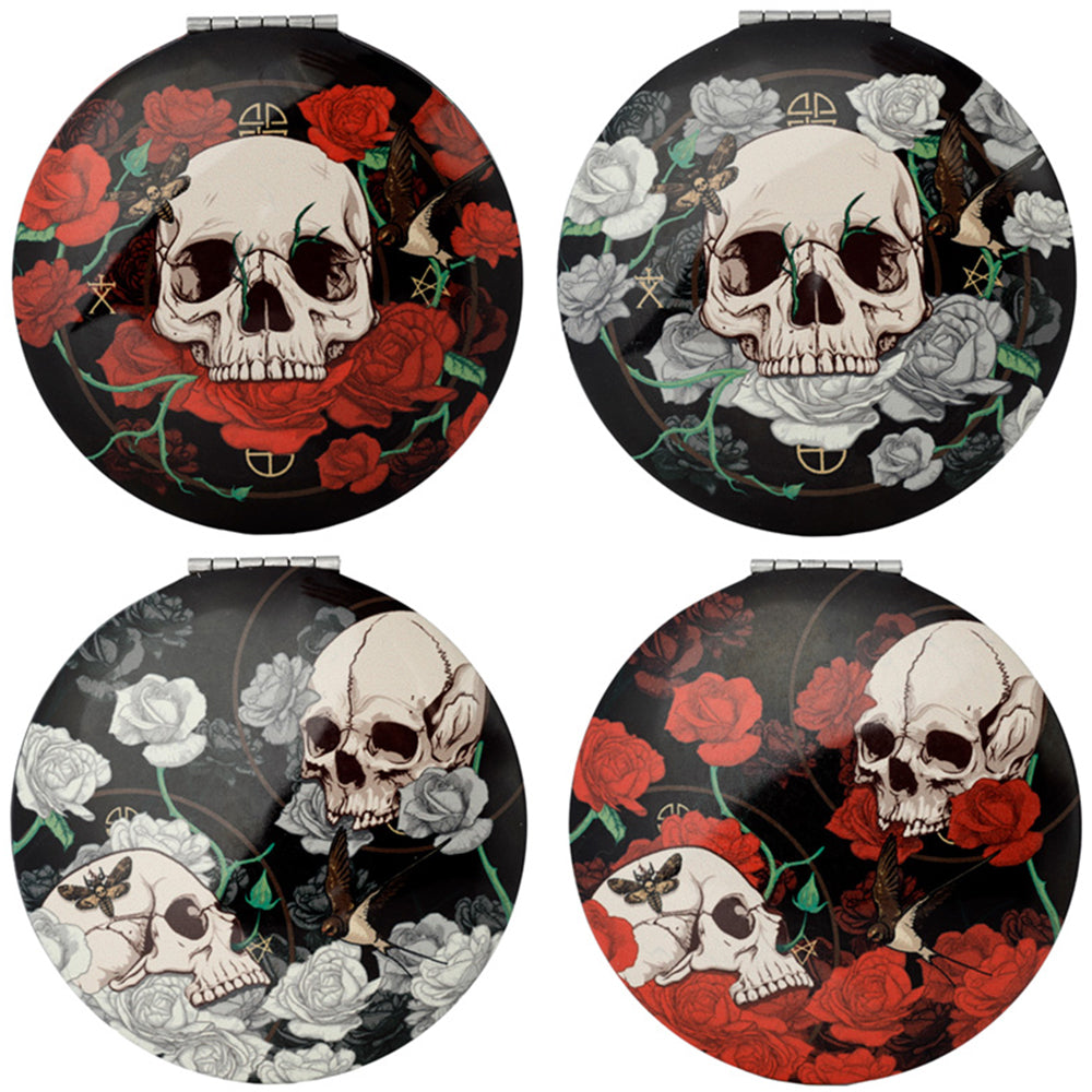 Skulls and Roses Compact Mirror | Gothic | Mini Letterbox Gift