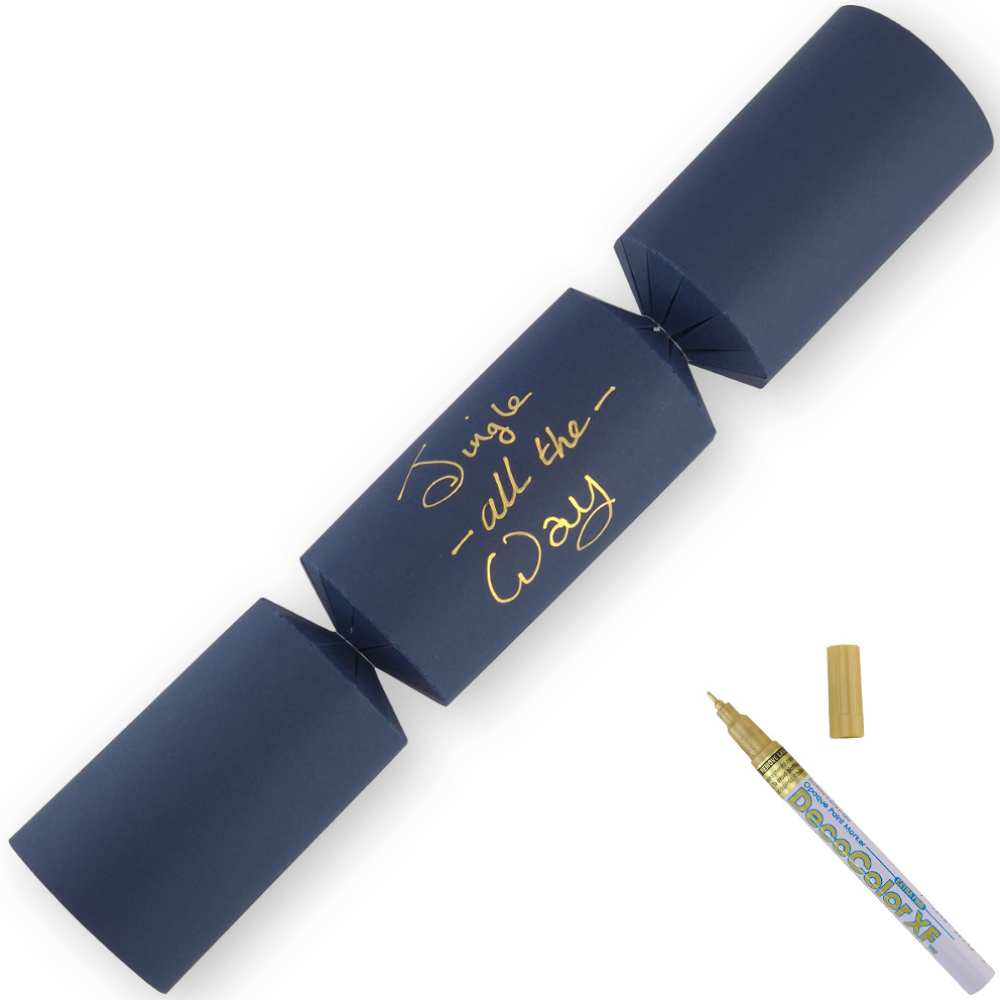 Navy Blue | 12 Personalise Your Own Crackers | Make &amp; Fill Your Own | With Pen