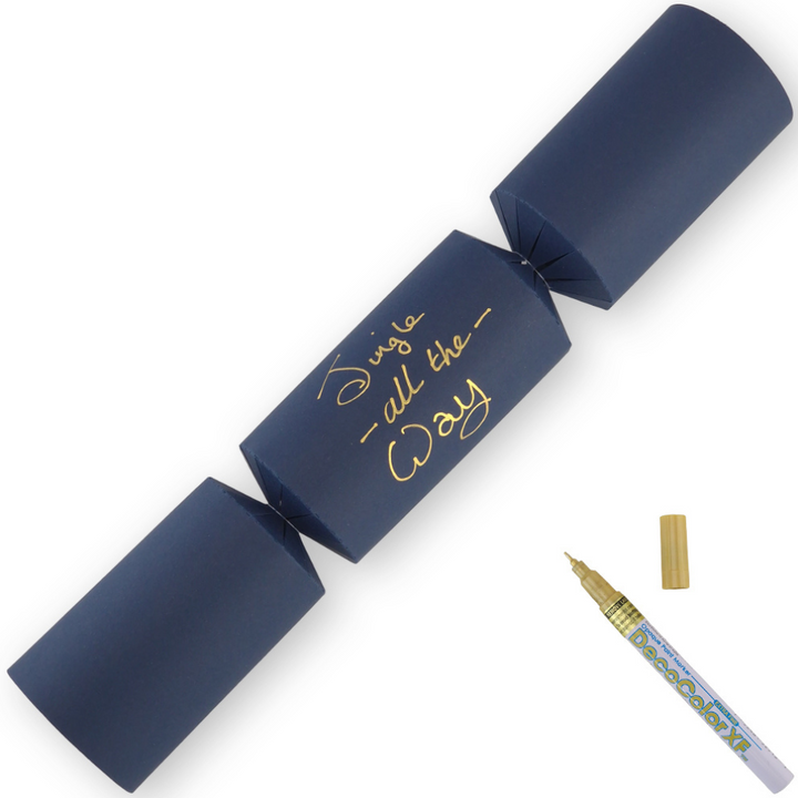 Navy Blue | 12 Personalise Your Own Crackers | Make &amp; Fill Your Own | With Pen