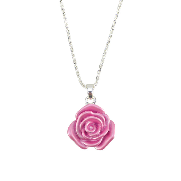Pink Rose | Silver Plated Necklace | Little Gift | Cracker Filler