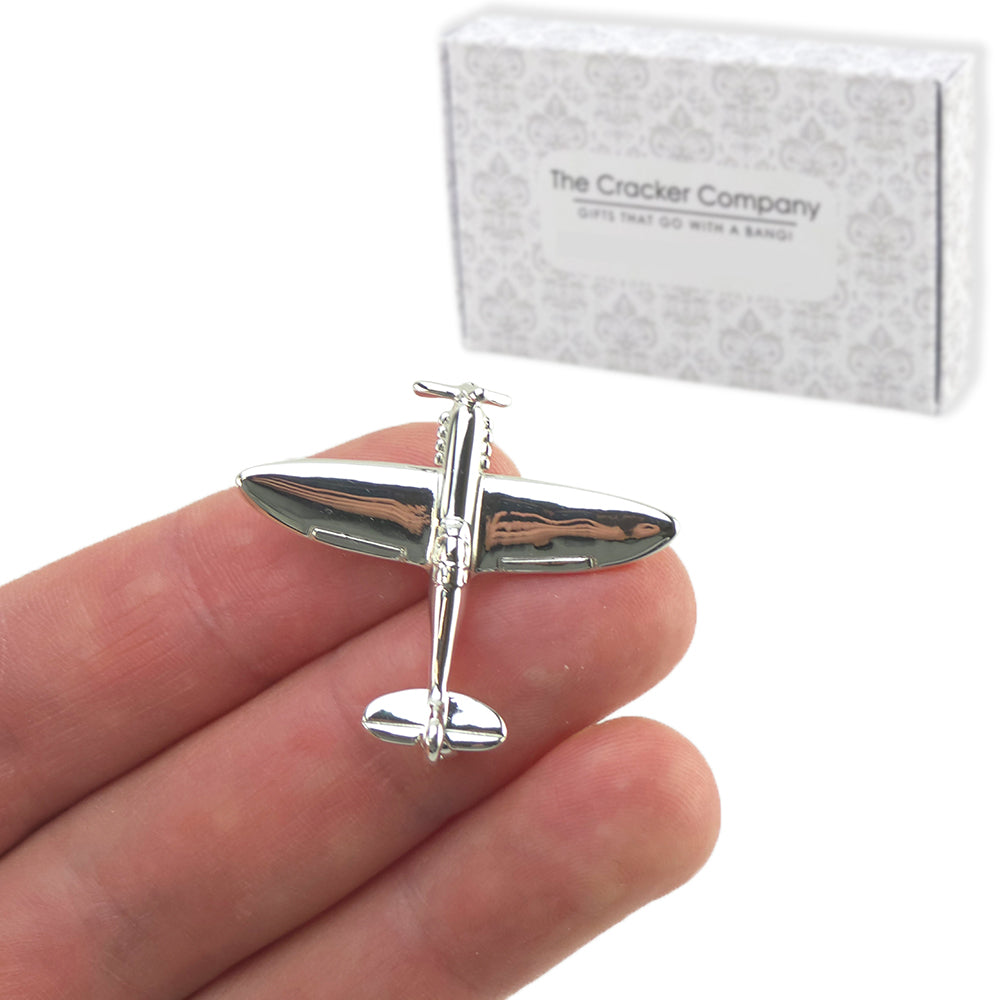 Spitfire Brooch or Badge | Silver Plated | Little Gift | Cracker Filler