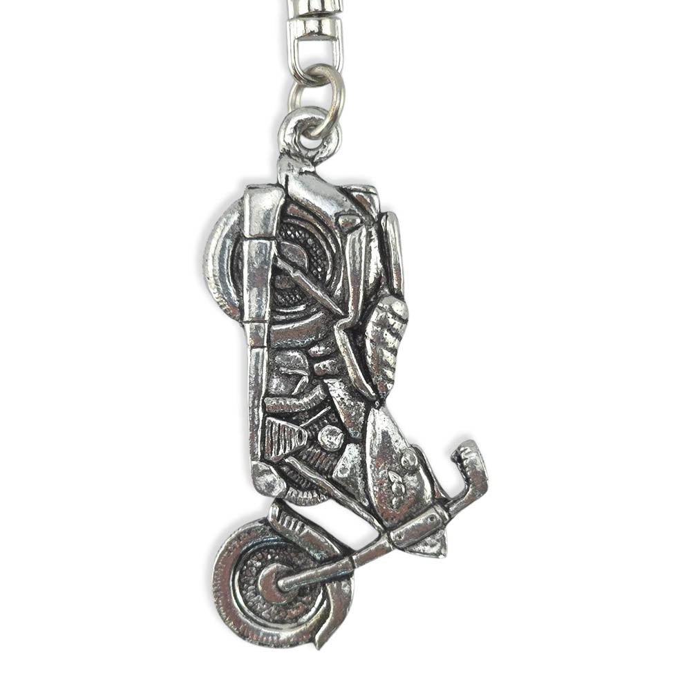 Classic Motorbike | Chunky English Pewter 3D Keyring | Mini Gift | Cracker Filler