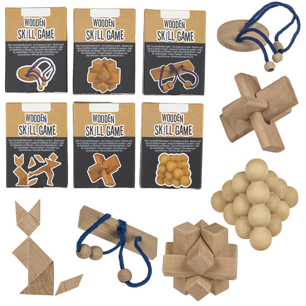 Mini 3D Wooden Skill Game | Single or Set of 6 | Little Gift | Cracker Filler