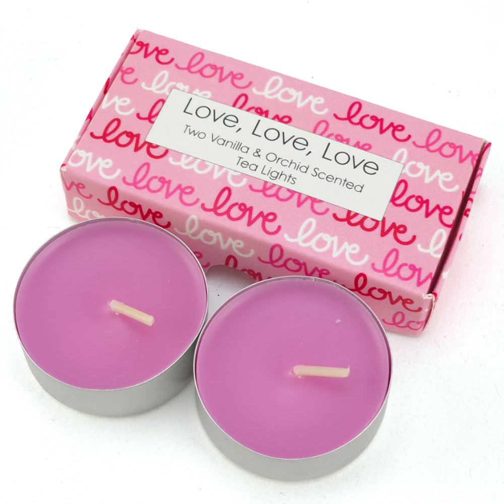 Vanilla & Orchid Tealight Candles | Love Love Love | Mini Gift | Cracker Filler