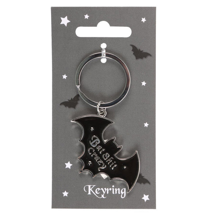 Bat Shit Crazy | Bat Shaped Enamel Keyring | Little Gift | Cracker Filler