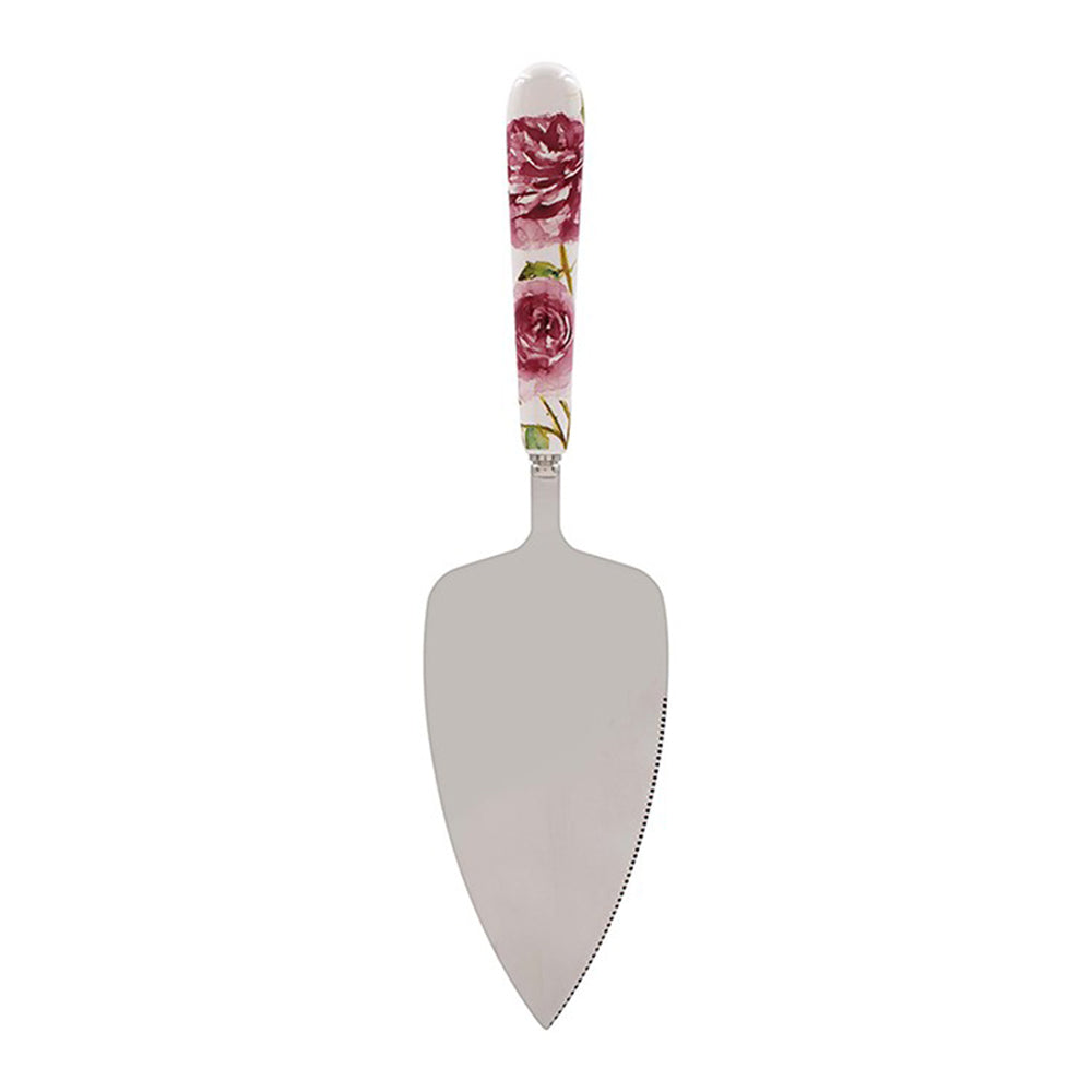 Cake Knife with Ceramic Handle for Afternoon Teas | Pink Rose Garden | 27cm Long