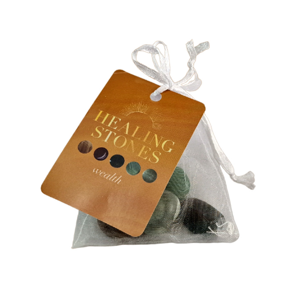 Wealth | Bag of 5 Healing Stones | Mindfulness | Mini Gift | Cracker Filler