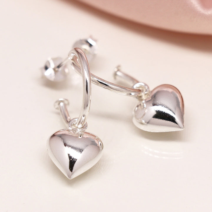 Sterling Silver Hoop & Heart Drop Earrings | Mini Gift | Cracker Filler