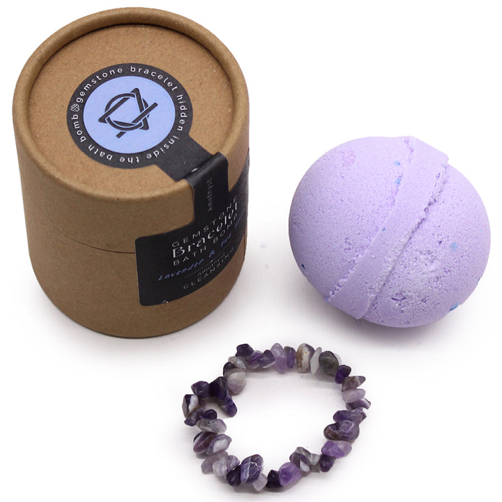 Amethyst for Cleansing | Crystal Bracelet Bath Bomb | Lavender & Tea Tree