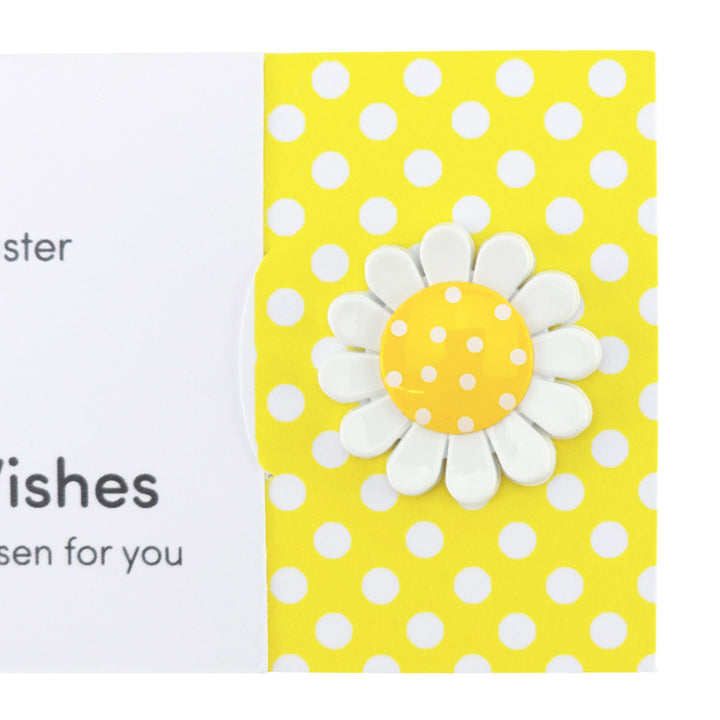 Happy Easter | Yellow Daisy | Button Wishes Sew On Token | Cracker Filler