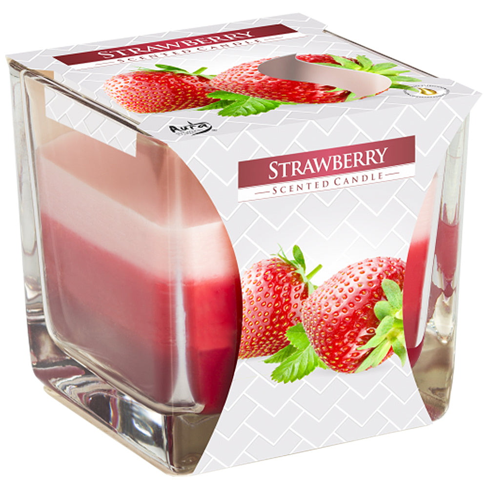 Red & Pink Layered Candle in Jar | Strawberry Scented | Double Wick | Fragranced