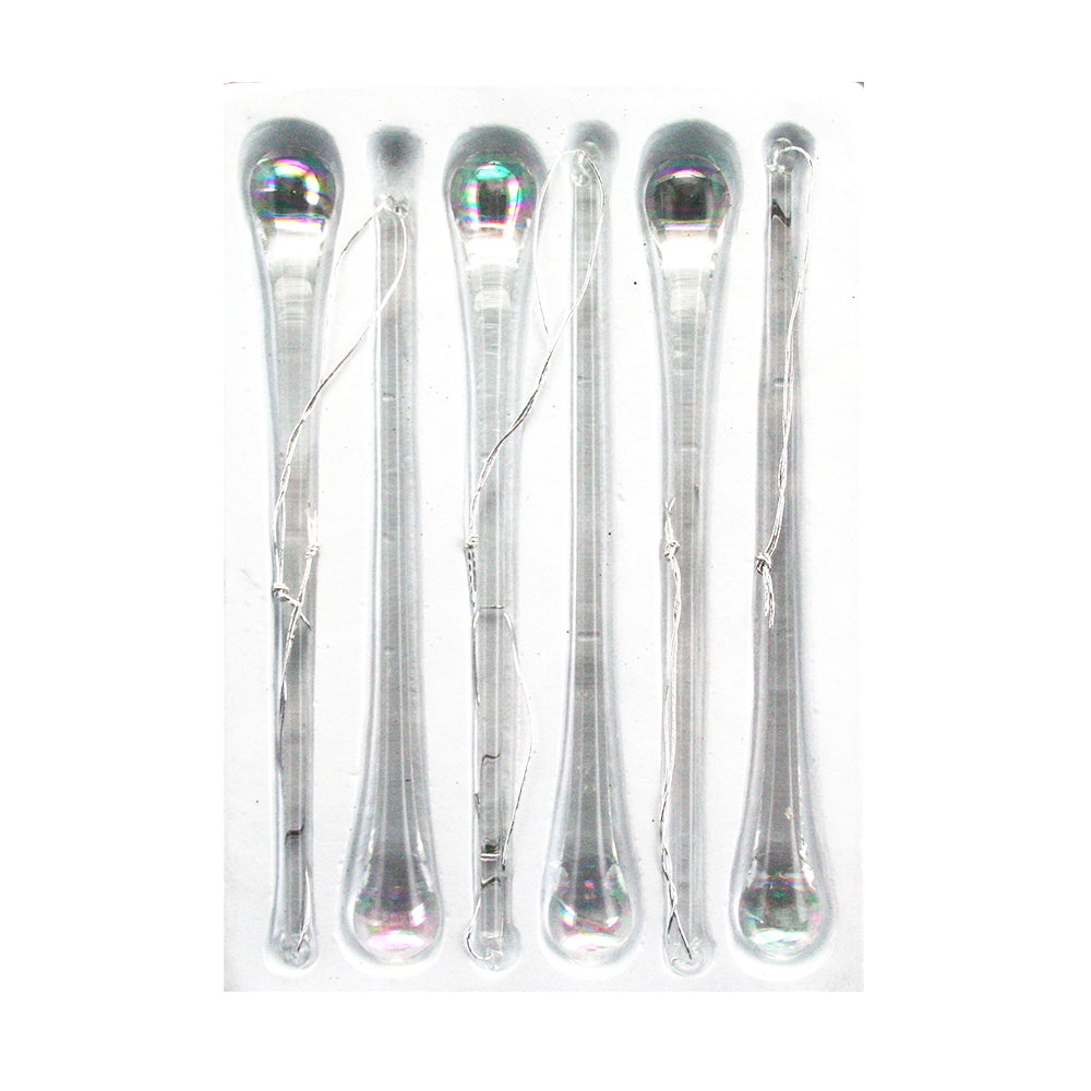 6Pk 13cm Iridescent Glass Water Drop Crystal Christmas Tree Ornament | Gisela Graham