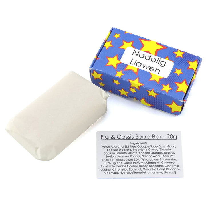 Nadolig Llawen | Fig & Cassis | 20g Travel Soap Bar | Little Gift | Cracker Filler