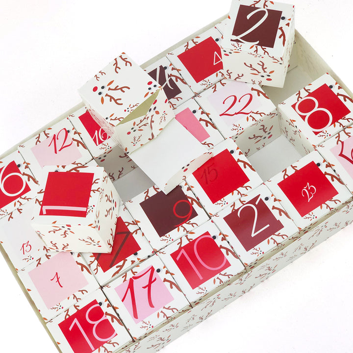Personalised Advent Calendar Kit | 24 Cubes & Outer Box | Googly Rudolph