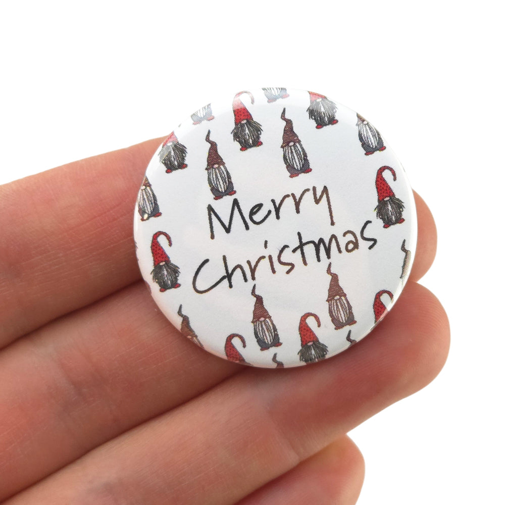 Nordic Gonk | Merry Christmas | 38mm Pin Badge | Little Gift | Cracker Filler