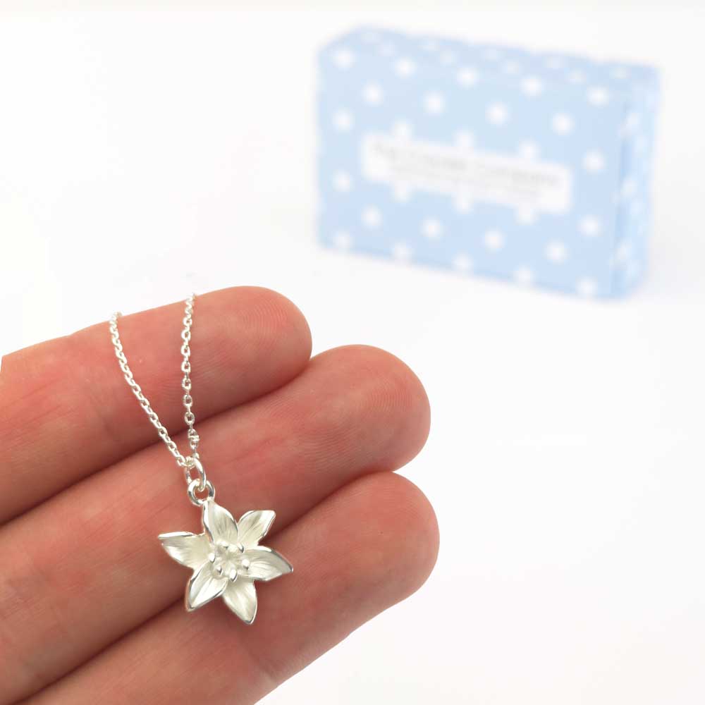 Petit Lily Flower | Pendant on Chain | Pearl White | Little Gift | Cracker Filler