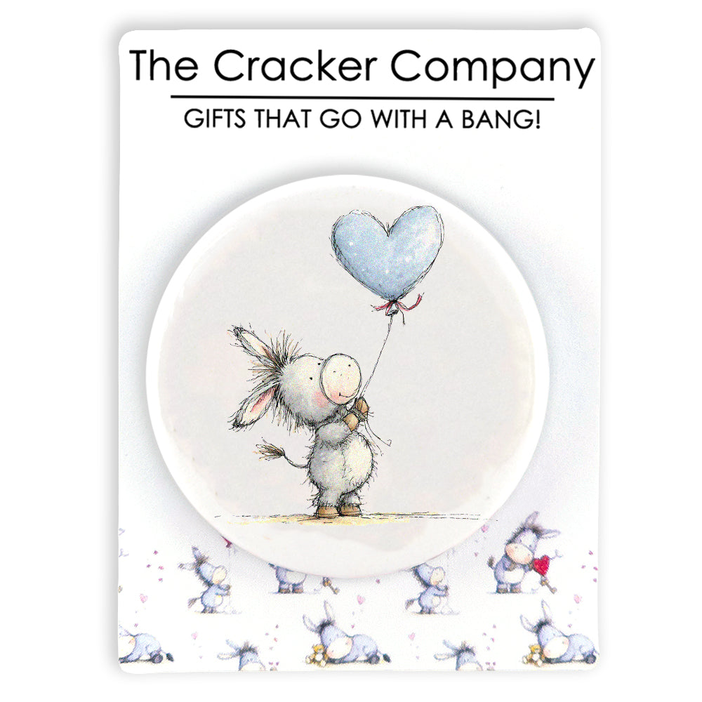 Cute Donkey Love | 38mm Button Pin Badge | Valentines Cracker Filler Gift