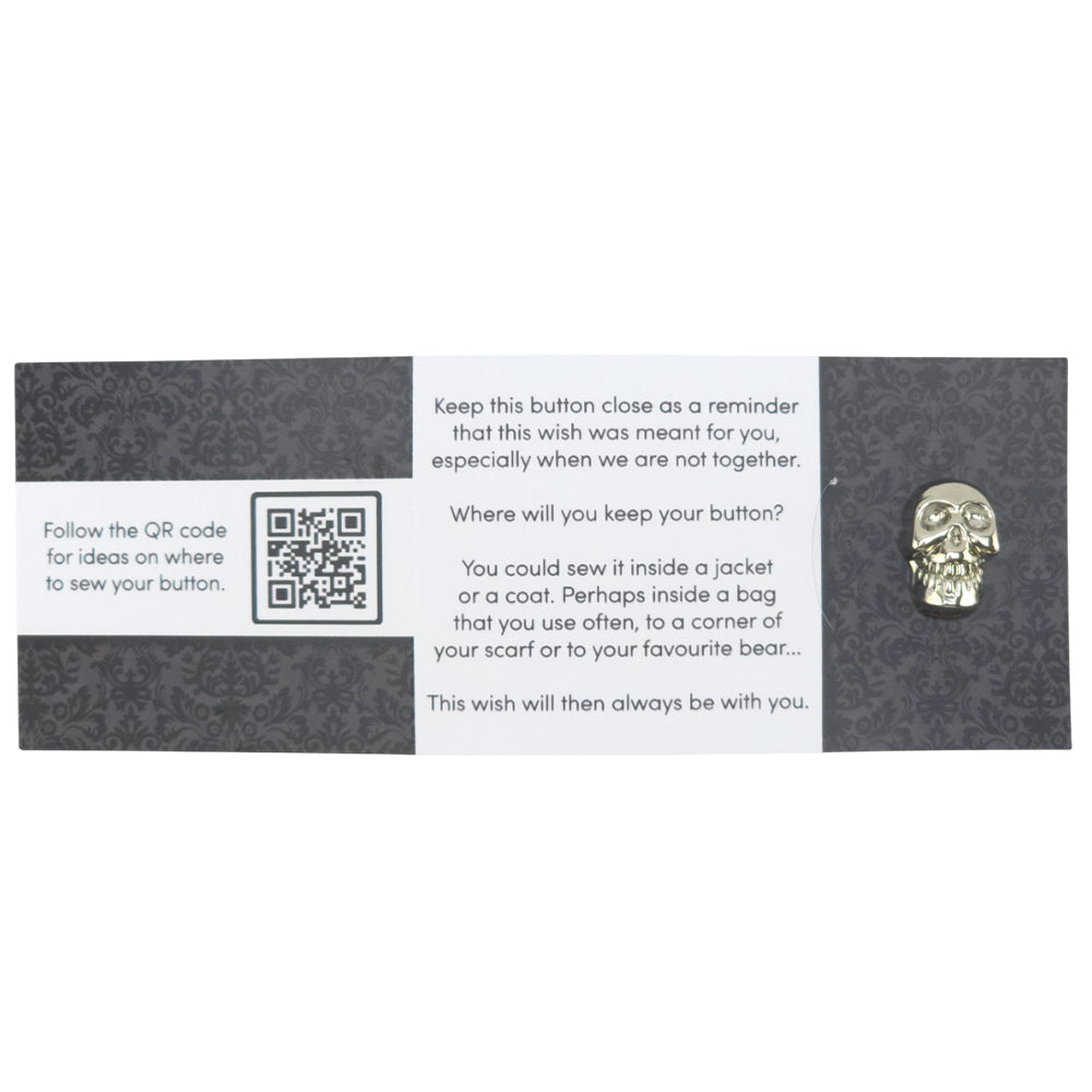 Loving The Darkness | Silver Skull | Button Wishes Sew On Token | Little Gift