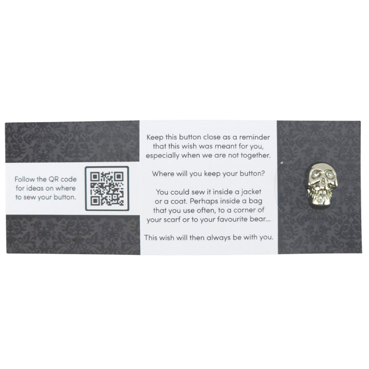 Loving The Darkness | Silver Skull | Button Wishes Sew On Token | Little Gift