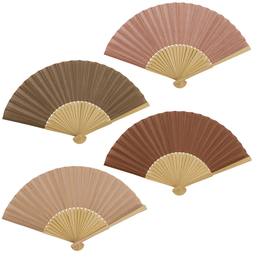 Bamboo &amp; Natural Colour Fabric Fan | Single | 21cm Long | Little Gift