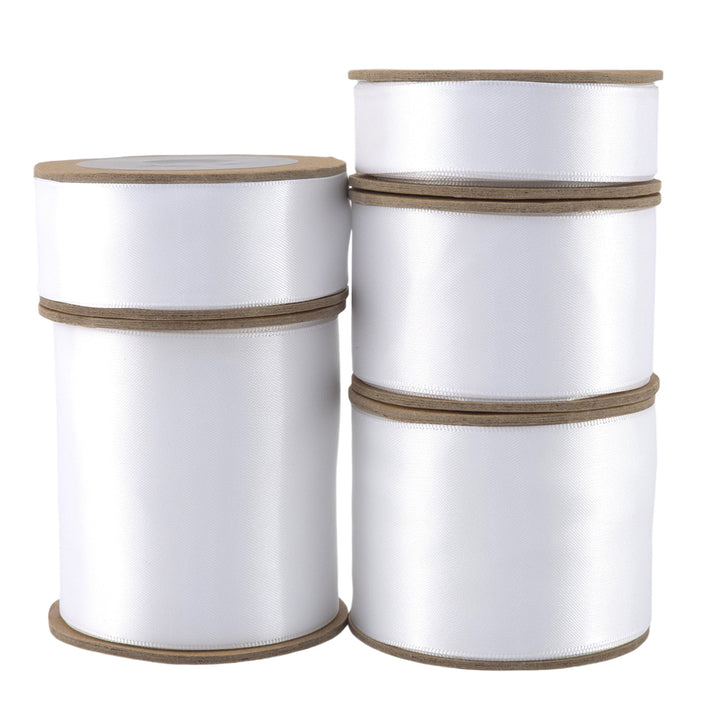White Wedding Satin Ribbon | 18mm to 70mm Wide | Crafts &amp; Cracker Making