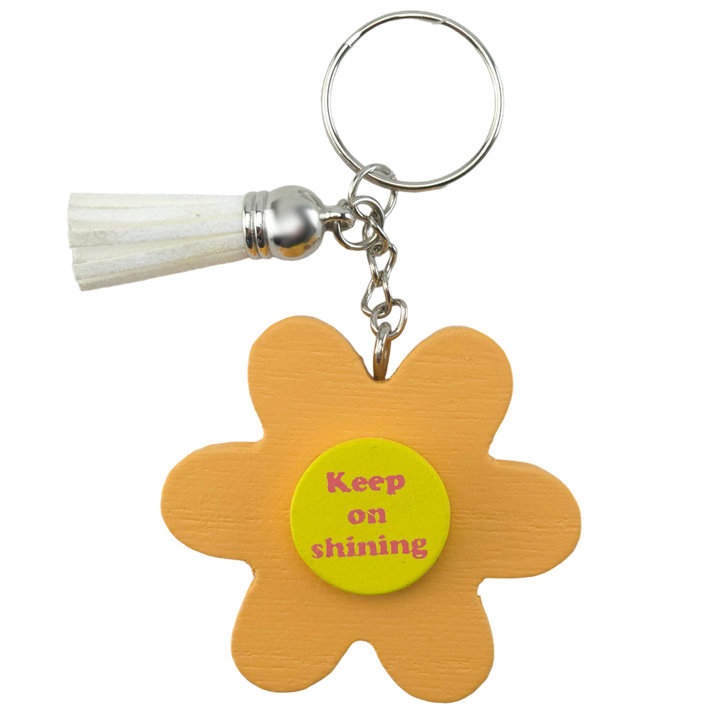 KEEP ON SHINING | Retro Flower Keyring & Tassel | Little Gift | Cracker Filler