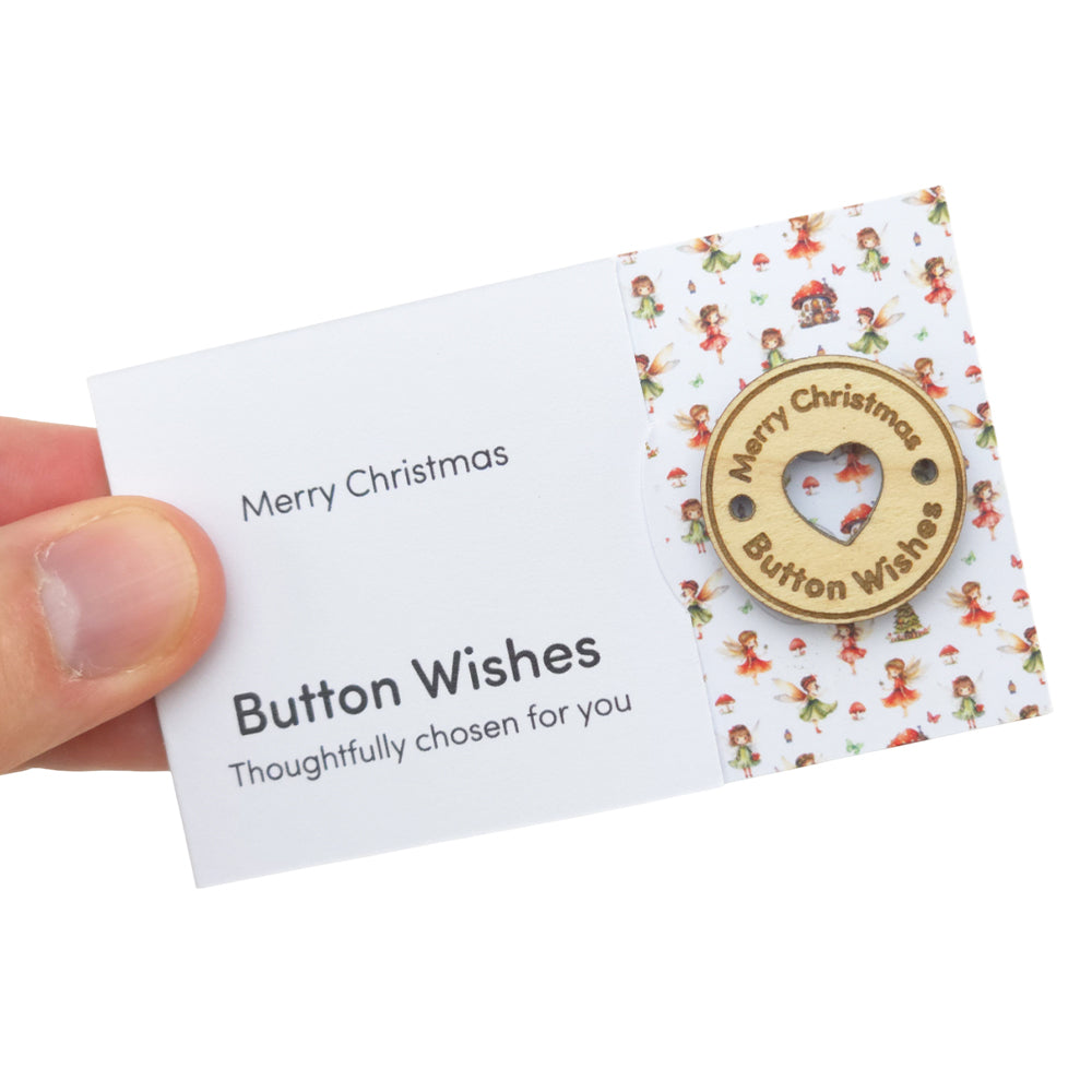 Christmas Fairies | Button Wishes | Merry Christmas Sew On Token | Little Gift