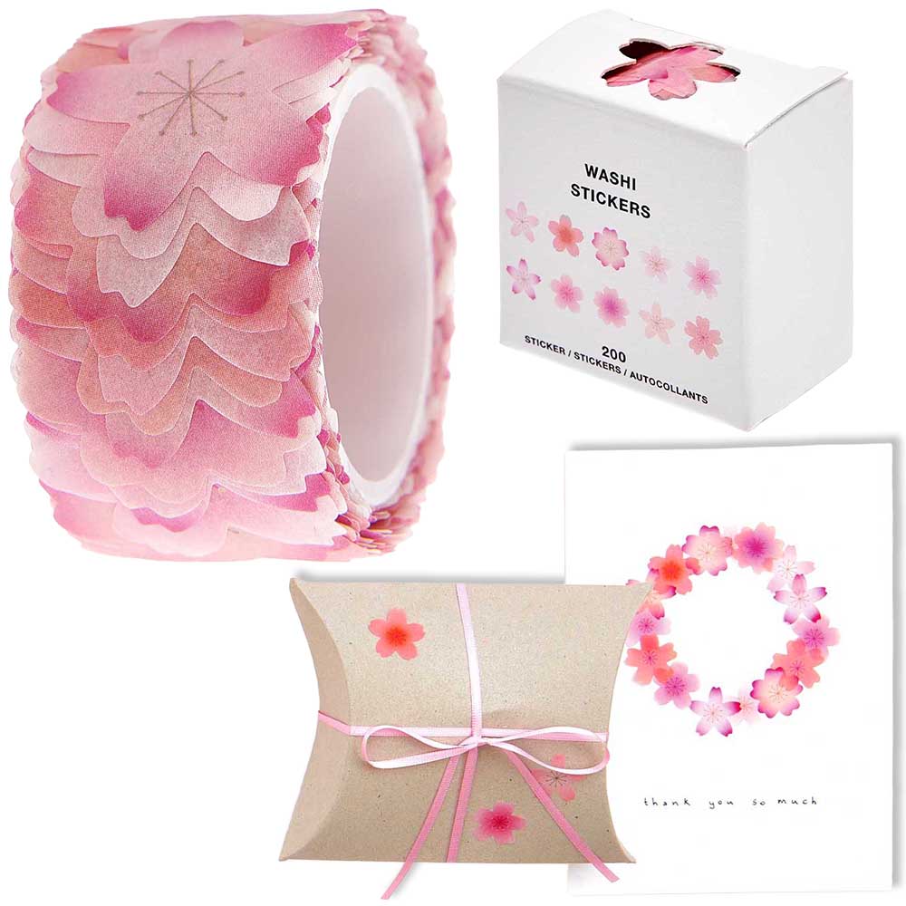 Cherry Blossom Flowers | Sakura | Washi Style Stickers | Reel of 200
