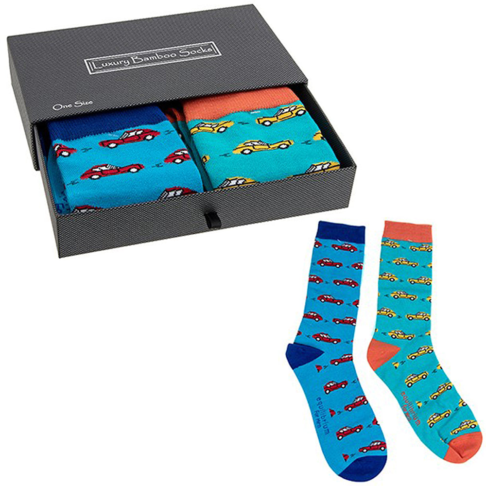 Racing Sports Cars | Twin Pack | Boxed Luxury Bamboo Socks | Mens | One Size