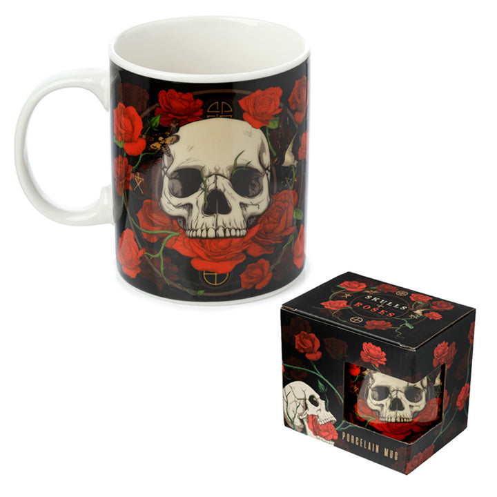 Skulls & Roses | Gothic | Porcelain Mug | Boxed Gift Idea