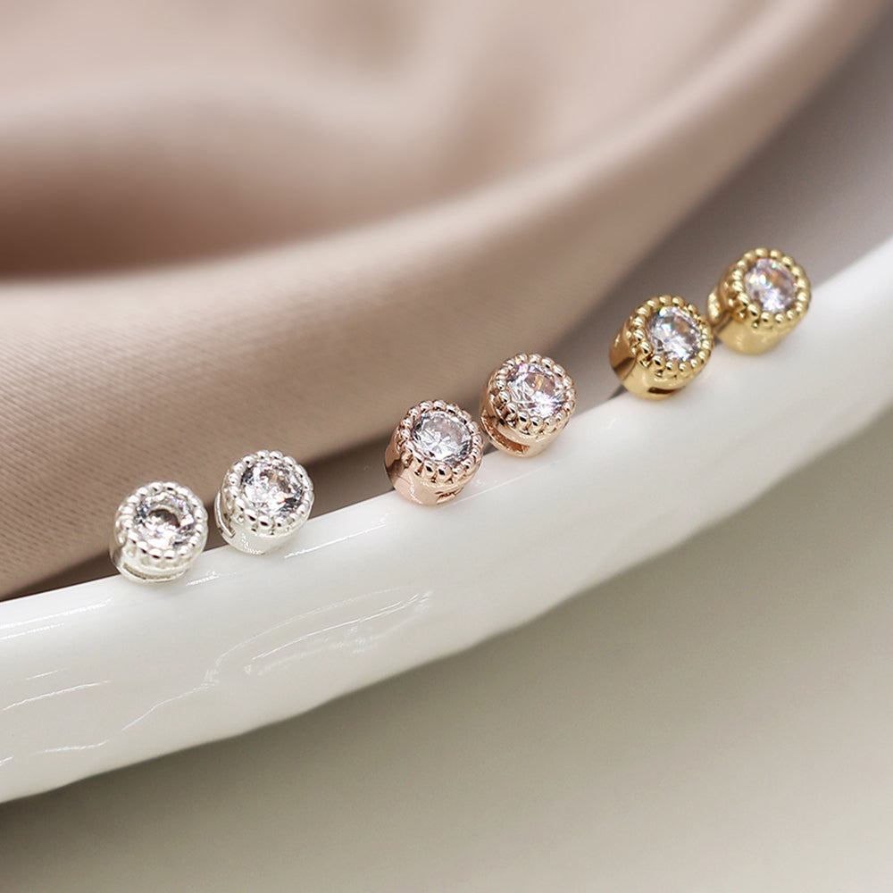Trio of Crystal Stud Earrings | Three Colours | Mini Gift | Cracker Filler