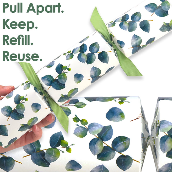 Reusable Keepsake Christmas Cracker Set | Watercolour Eucalyptus | DIY