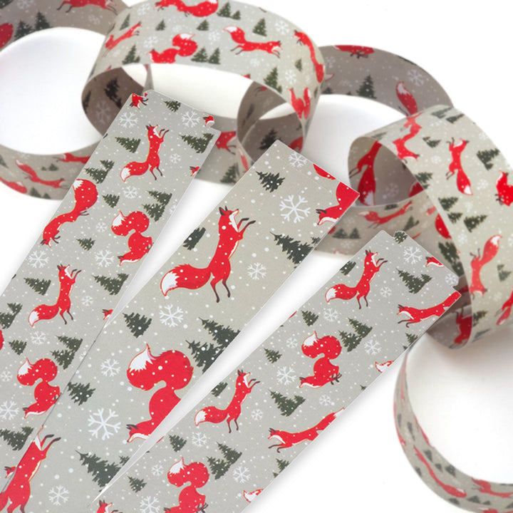 30 Reusable Christmas Paper Chains | Christmas Fox | No Glue Needed | 2.5m