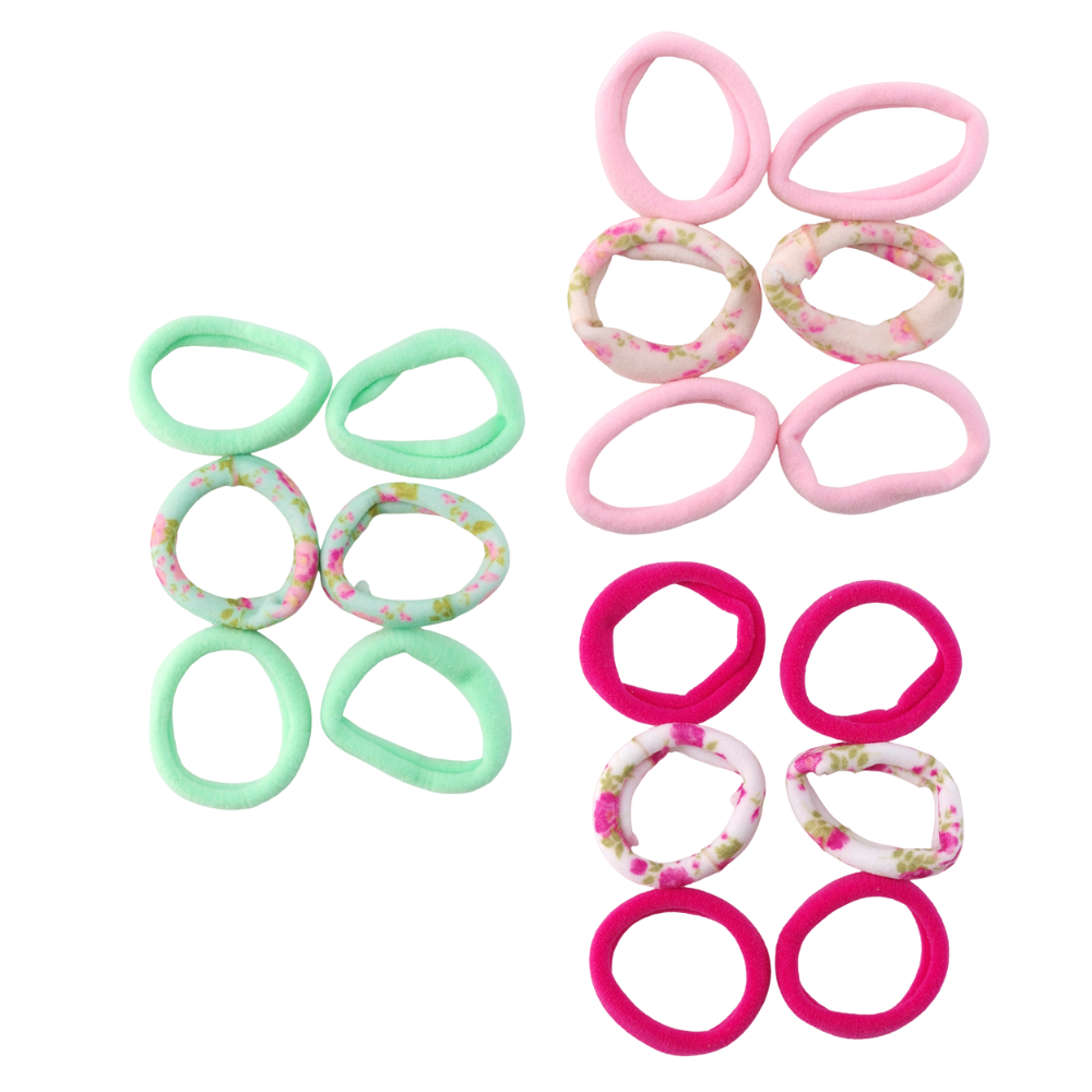 Pretty Florals | 6 Jersey Hair Elastics | Little Gift | Cracker Filler