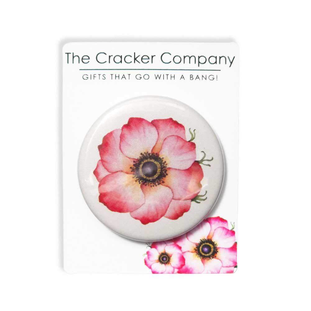 Pink Anemone Flower | 38mm Button Pin Badge | Little Gift | Cracker Filler