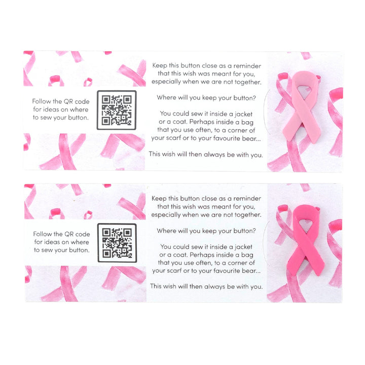 Be Proud | Pink Ribbon | Button Wishes Sew On Token | Little Gift | Cracker Filler