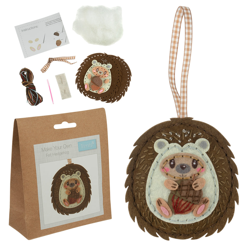 Sew Your Own Hedgehog | Complete Felt Craft Kit | Hanging Ornament