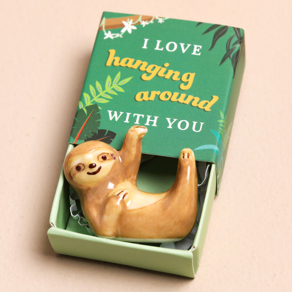 Love Hanging Around With You | Mini Matchbox & Sloth Token | Cracker Filler