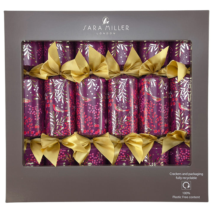 Festive Berries | 6 Sara Miller Luxury Christmas Crackers | Metal Gifts