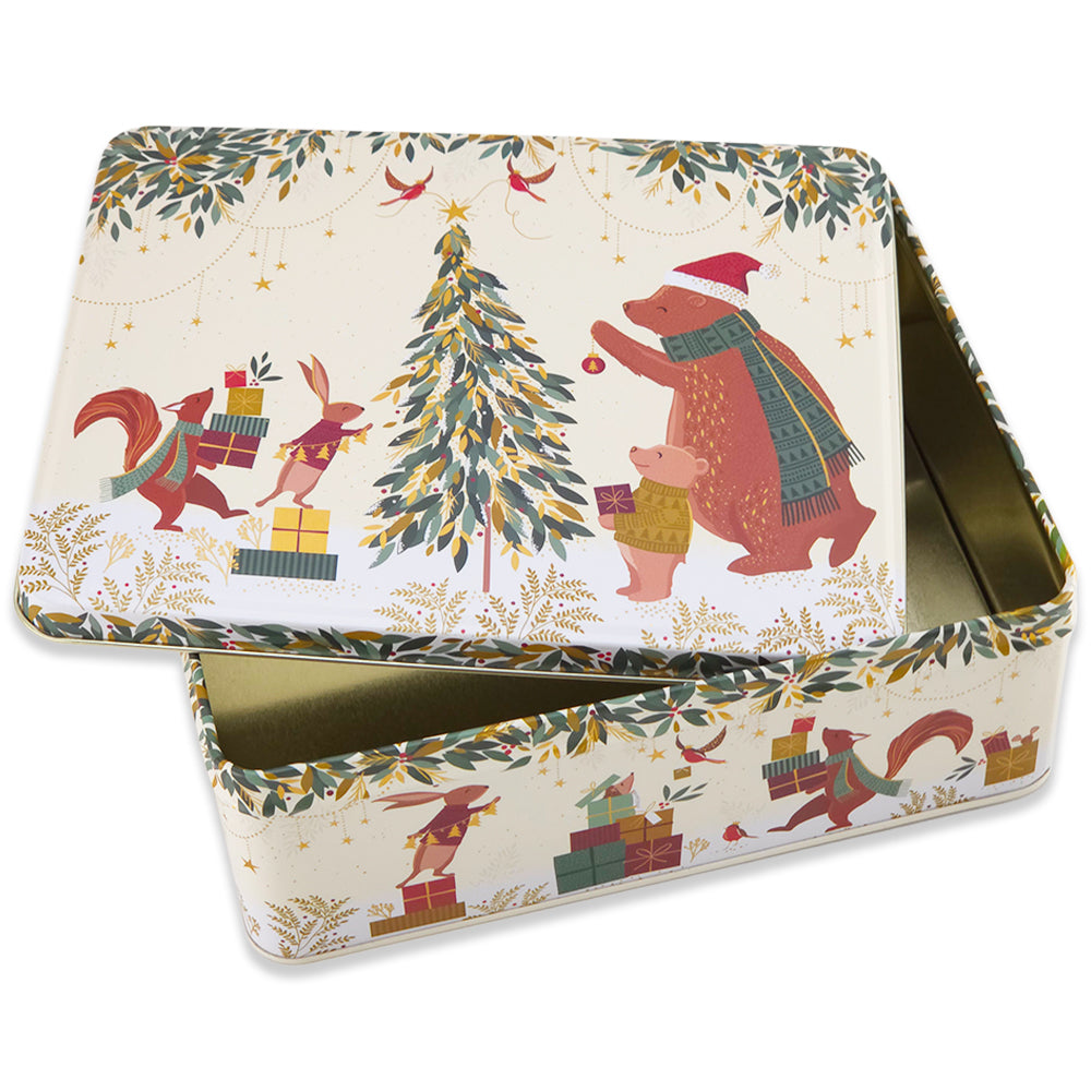Woodland Gifting | Sara Miller Christmas Tin | Rectangle | 20 x 15.5cm