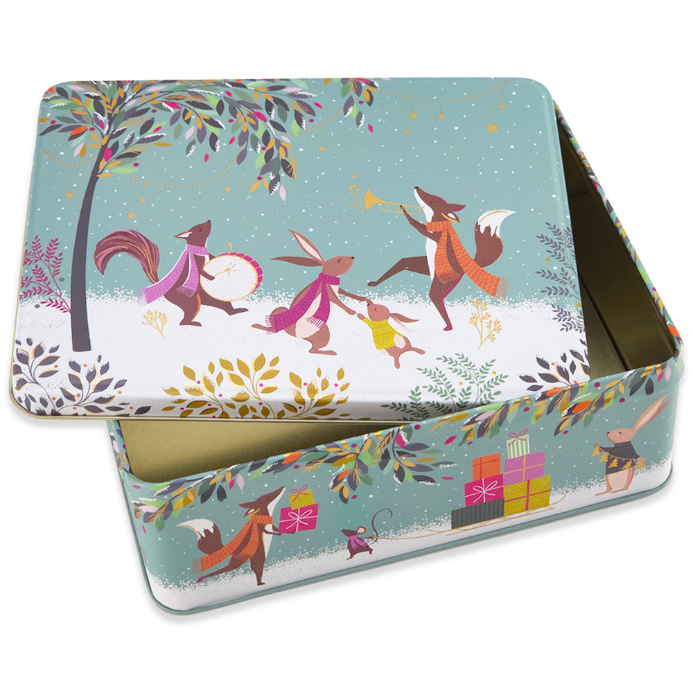 Woodland Swingtime | Sara Miller Christmas Tin | Rectangle | 20 x 15.5cm