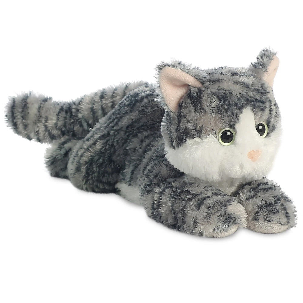 30cm Soft Plush Grey and White Tabby Cat - Cuddly Toy Gift
