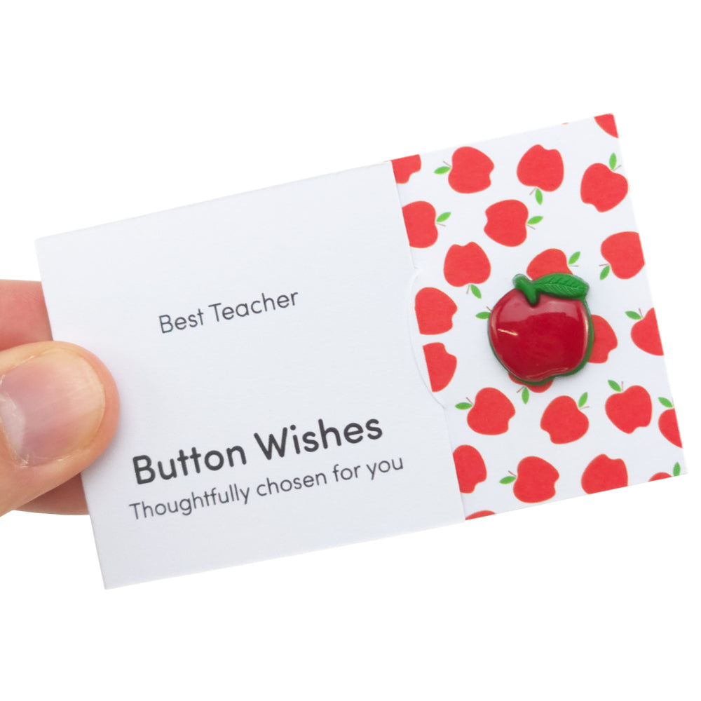 Best Teacher | Apple | Button Wishes Sew On Token | Little Gift | Cracker Filler