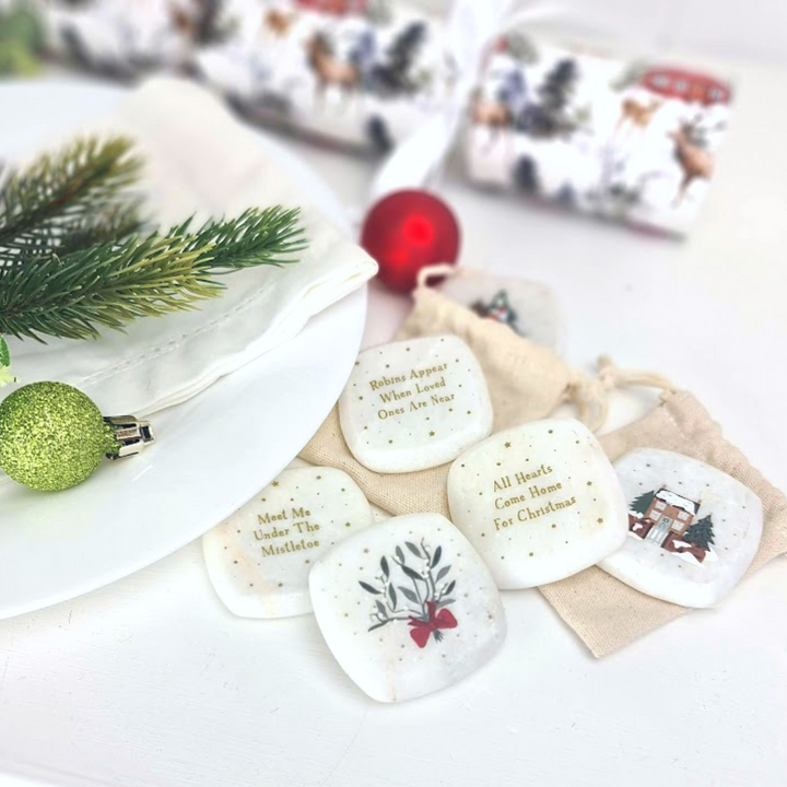 Meet Me Under Mistletoe | 5cm Ceramic Pebble Keepsake | Cracker Filler | Little Gift