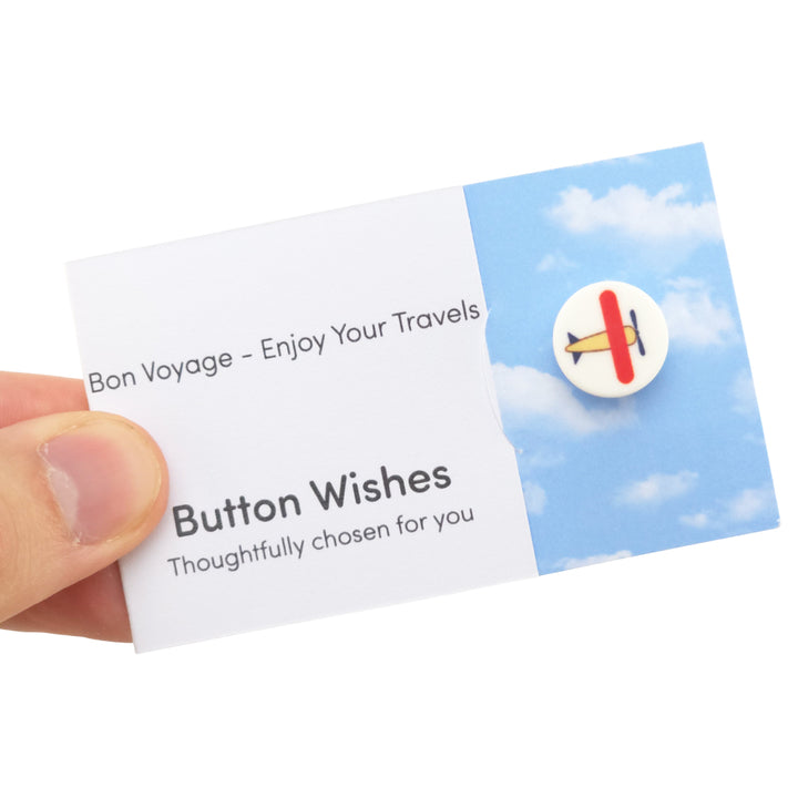 Bon Voyage - Enjoy Your Travels | Button Wishes Sew On Token | Cracker Filler