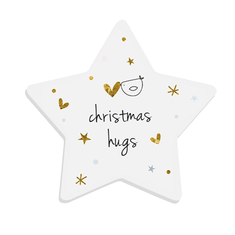 Christmas Hugs | Mini Porcelain Star Token | Little Gift | Cracker Filler