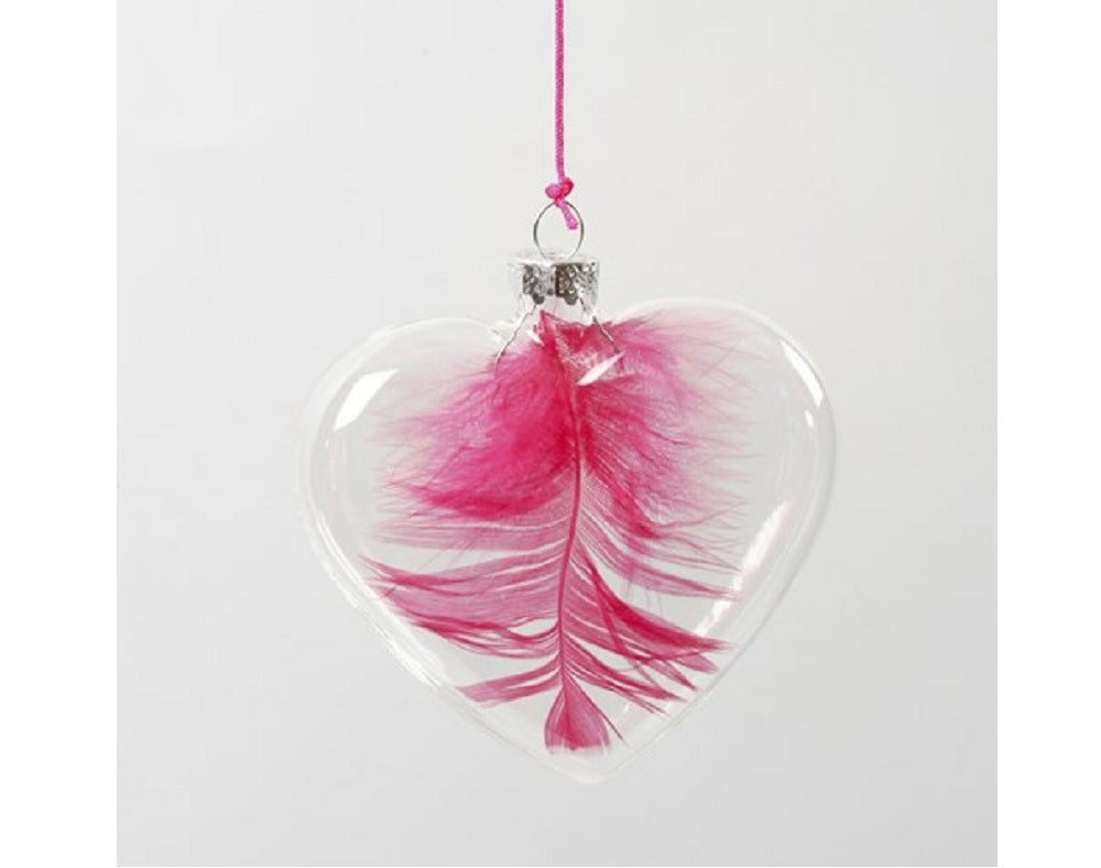 Fillable Glass Baubles | Heart Shaped | 90mm | Box of 6 | Tree Decorations