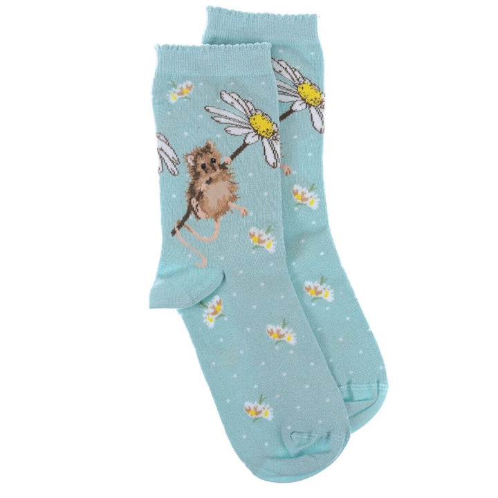 Oops A Daisy Mouse | Ladies Supersoft Bamboo Socks | One Size | Wrendale Designs