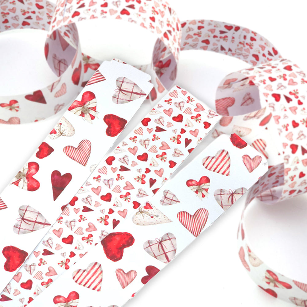 30 Reusable Valentines Paper Chains | Scandi Hearts | No Glue Needed | 2.5m