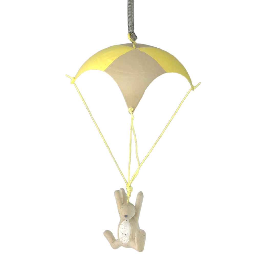 Parachuting Boinging Rabbit | Hanging Easter Decoration on Spring | 18cm Tall